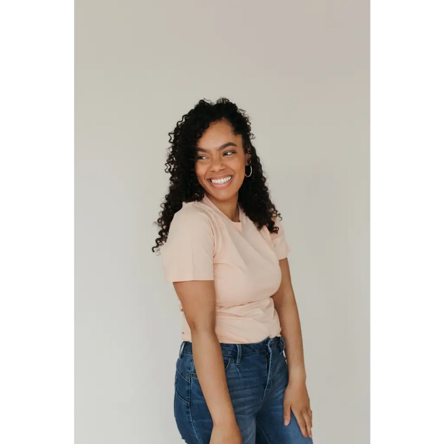 Basic Adult Organic Cotton T-Shirt in Peach